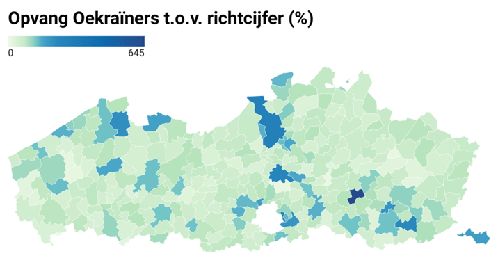 Figuur 1: Relatieve opvang Oekraïners per gemeente